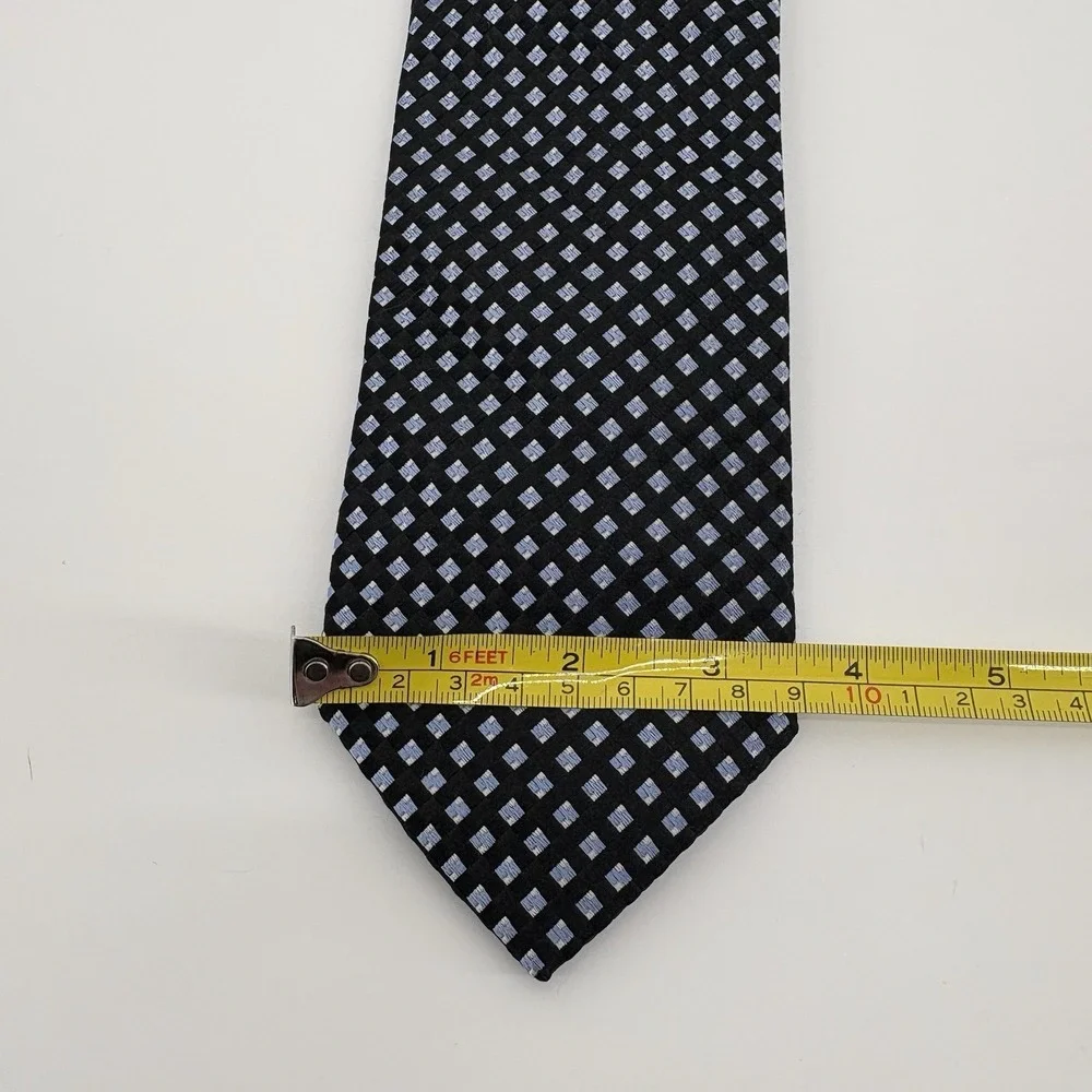 Michael Michael Kors Tie‎ Mens Navy Blue Lgt Blue Diamond Silk Checkered Necktie